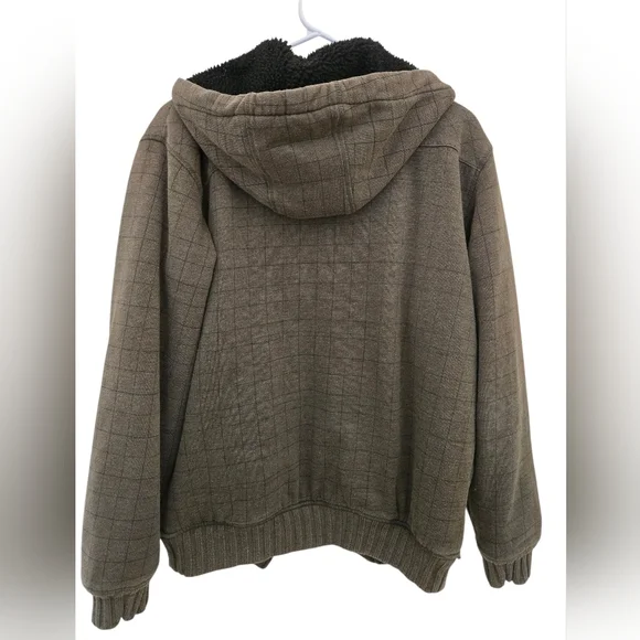 VINTAGE Billabong Hoodie Shirt Men L Green Full Zip Sherpa Lined Embroidered Log - Picture 2 of 6